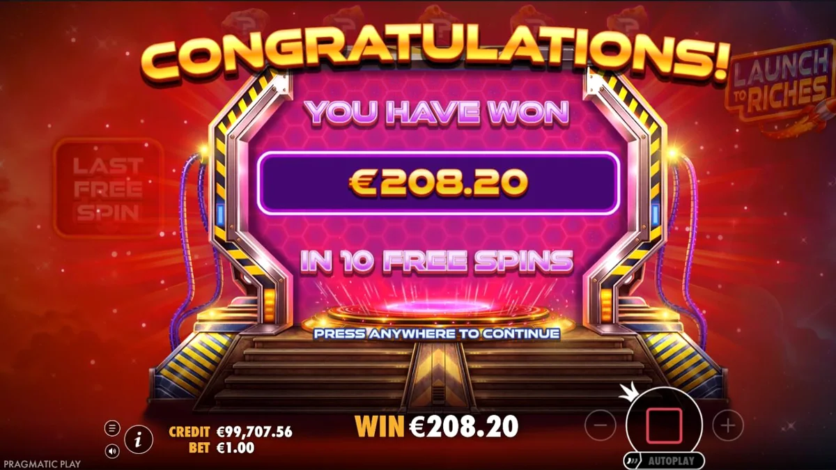 Interface futurista do slot Launch to Riches com tema espacial