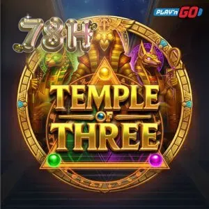 Interface do jogo de slot Temple of Three com tema egípcio